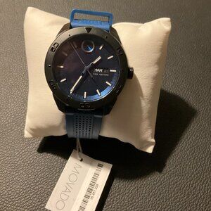 MOVADO Bold Blue Dial Blue Rubber Men's Watch W/Tags, box, receipt